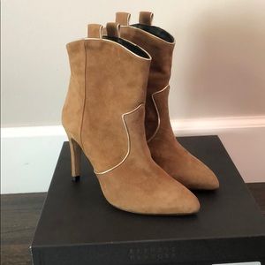 Barneys New York cognac suede boots